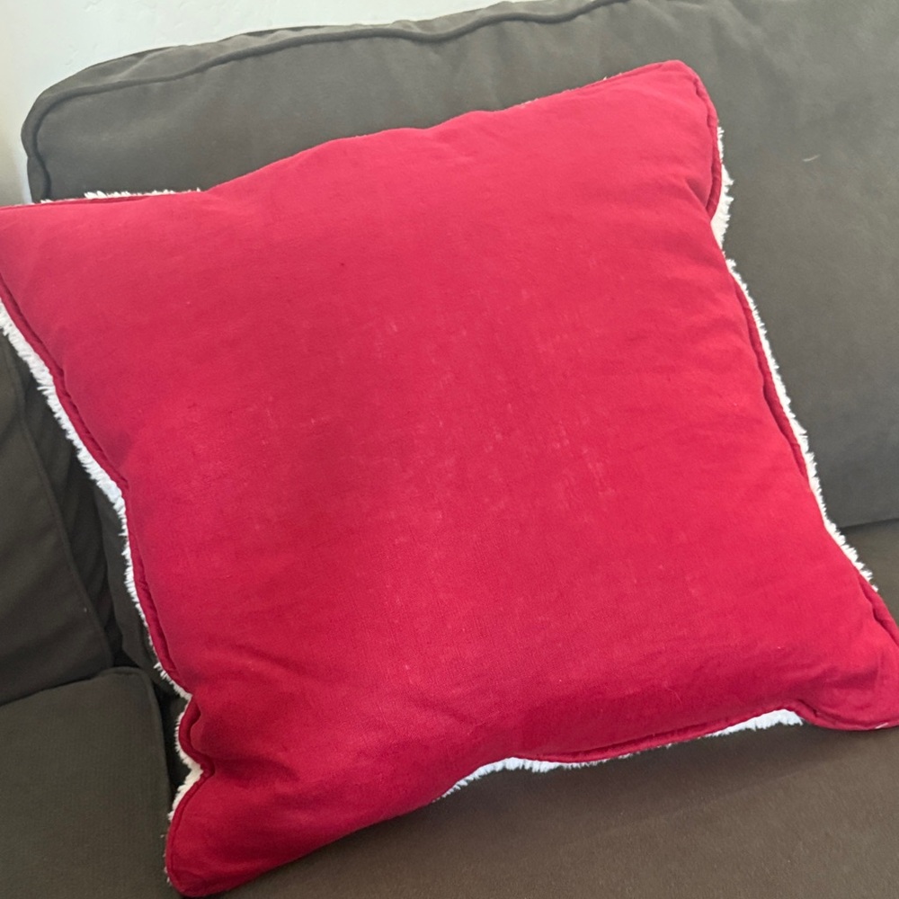 Pottery Barn White Pillow with Red LOVE Letters - Picture 2 of 4